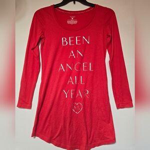 VICTORIA SECRET Red Long Sleeve Sleep Tee. Size XS